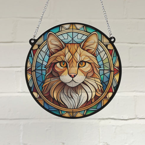Ginger Cat Stained Glass Effect Suncatcher